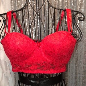 Red 36C lace support multi functioning bra